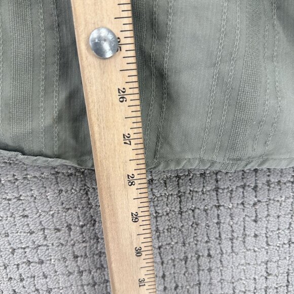 Chicos Womens Shirt 2X Olive Green Button Down Short Sleeve V-Neck Stripe Patter - Picture 4 of 8